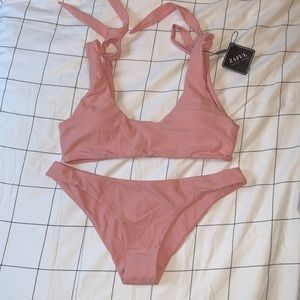 ZAFUL  pink tie shoulder bikini, NWT, size L/8